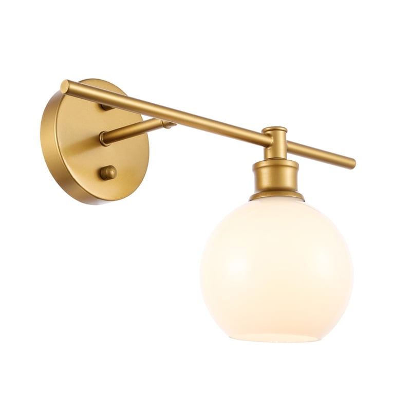Living District Collier 1 Light Brass and Frosted White Glass Right Wall Sconce