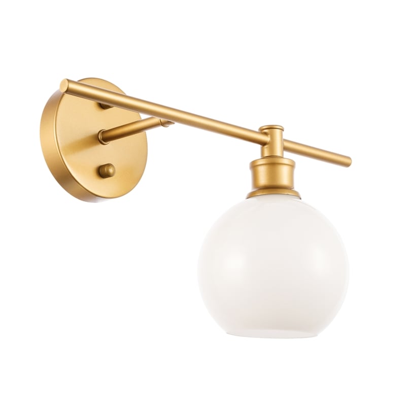 Living District Collier 1 Light Brass and Frosted White Glass Right Wall Sconce