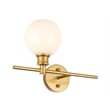 Living District Collier 1 Light Brass and Frosted White Glass Right Wall Sconce