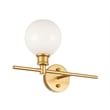Living District Collier 1 Light Brass and Frosted White Glass Right Wall Sconce