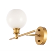 Living District Collier 1 Light Brass and Frosted White Glass Right Wall Sconce