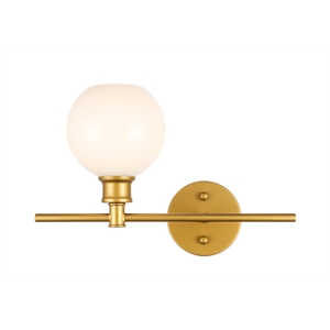 Living District Collier 1 Light Brass and Frosted White Glass Right Wall Sconce