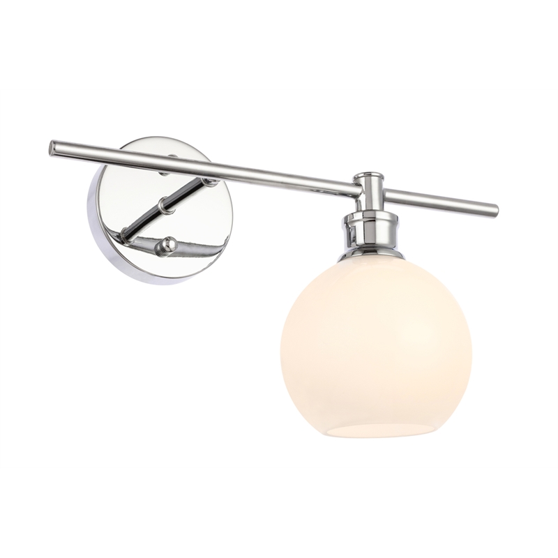 Living District Collier 1 Light Chrome and Frosted White Glass Right Wall Sconce