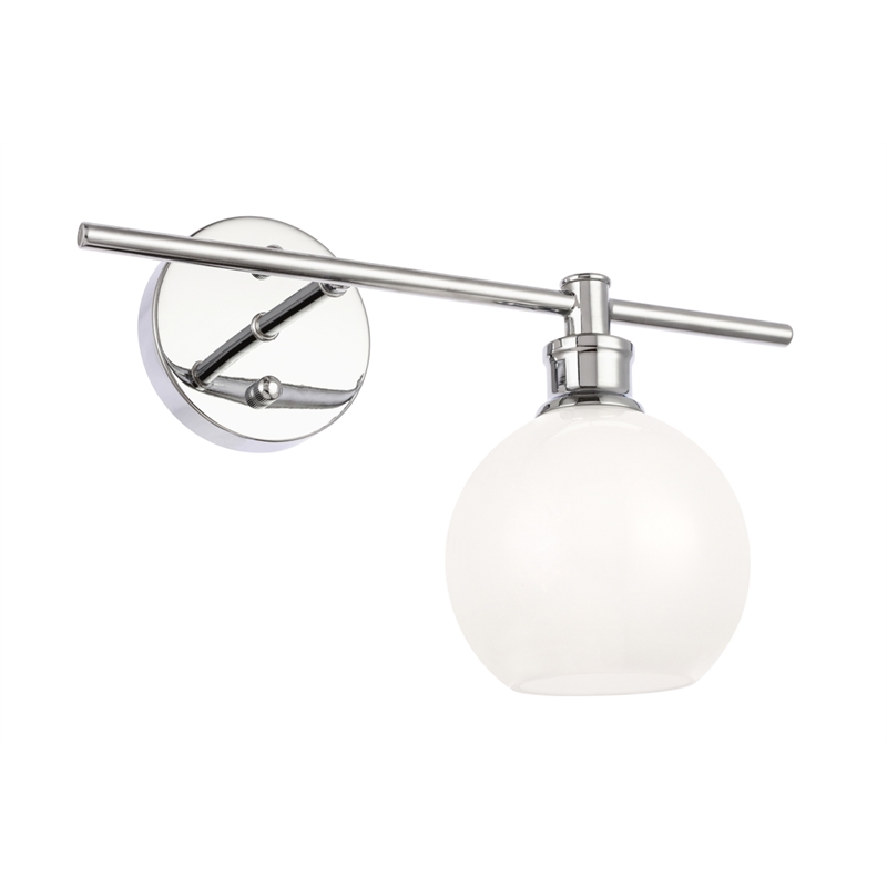 Living District Collier 1 Light Chrome and Frosted White Glass Right Wall Sconce