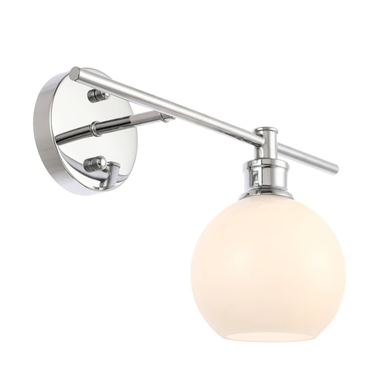 Living District Collier 1 Light Chrome and Frosted White Glass Right Wall Sconce