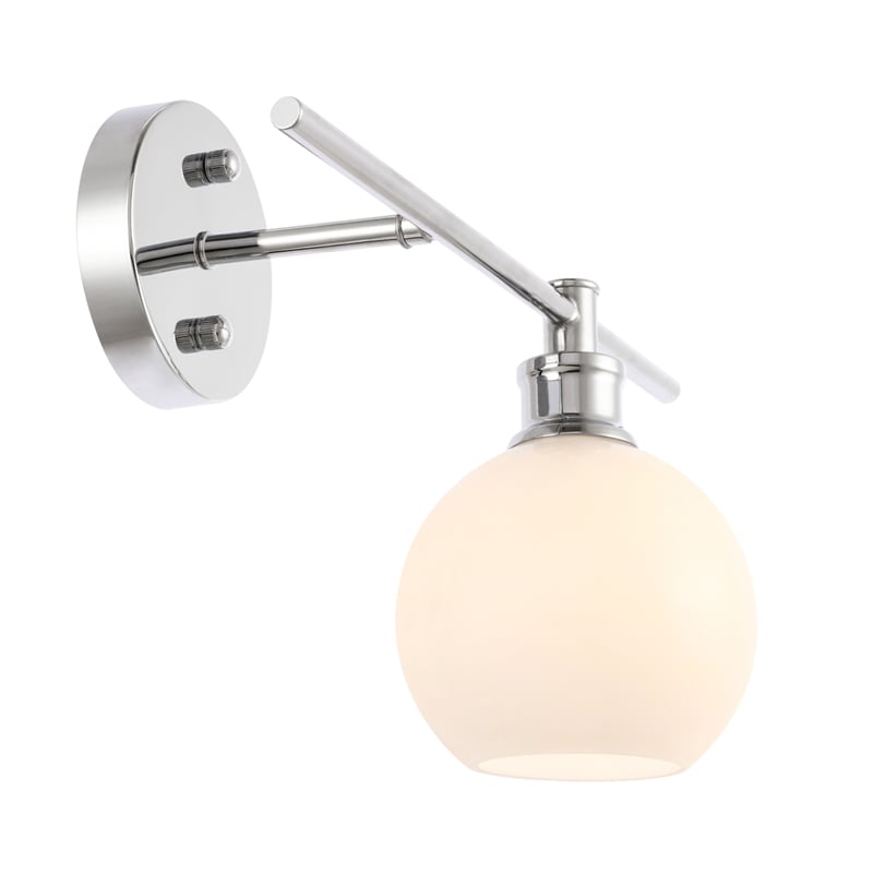 Living District Collier 1 Light Chrome and Frosted White Glass Right Wall Sconce