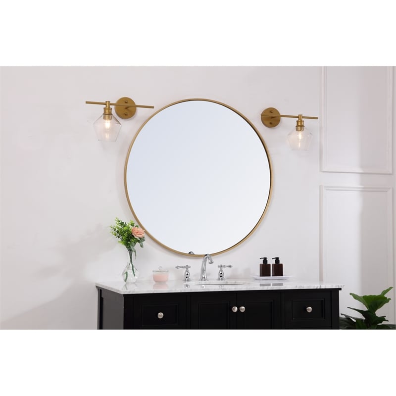 Living District Gene 1 Light Brass and Clear Glass Left Wall Sconce