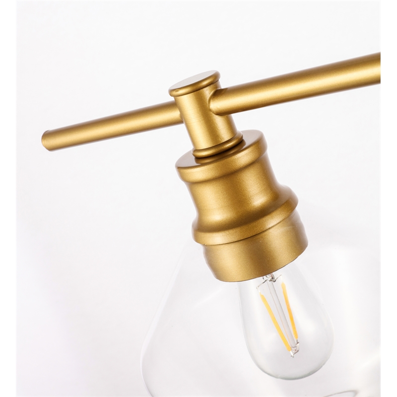 Living District Gene 1 Light Brass and Clear Glass Left Wall Sconce