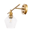 Living District Gene 1 Light Brass and Clear Glass Left Wall Sconce