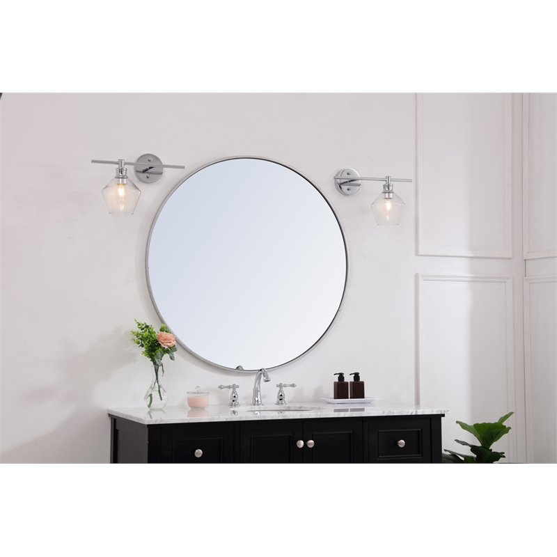 Living District Gene 1 Light Chrome and Clear Glass Left Wall Sconce