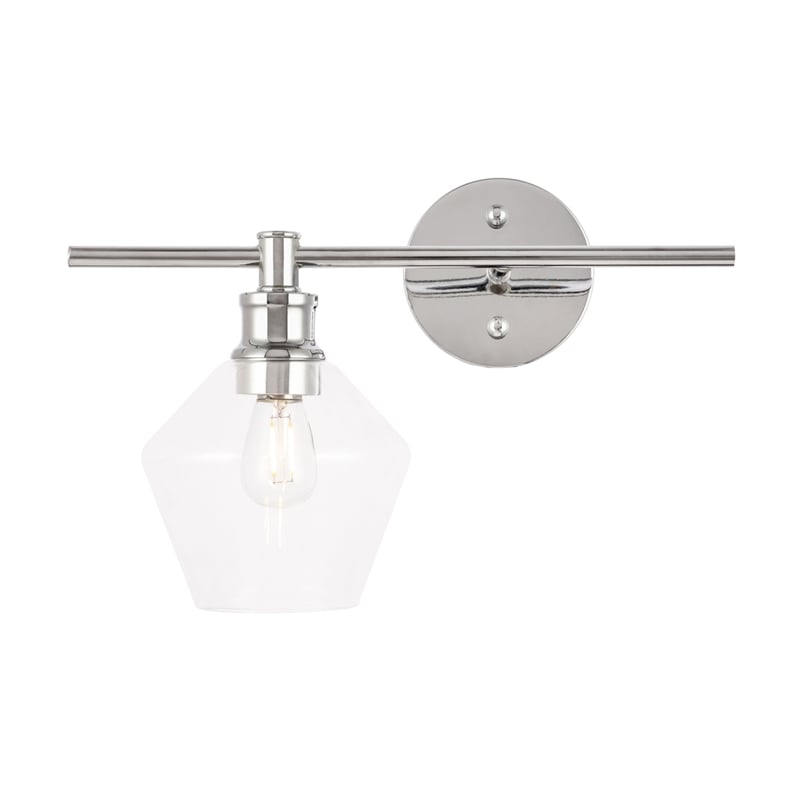Living District Gene 1 Light Chrome and Clear Glass Left Wall Sconce