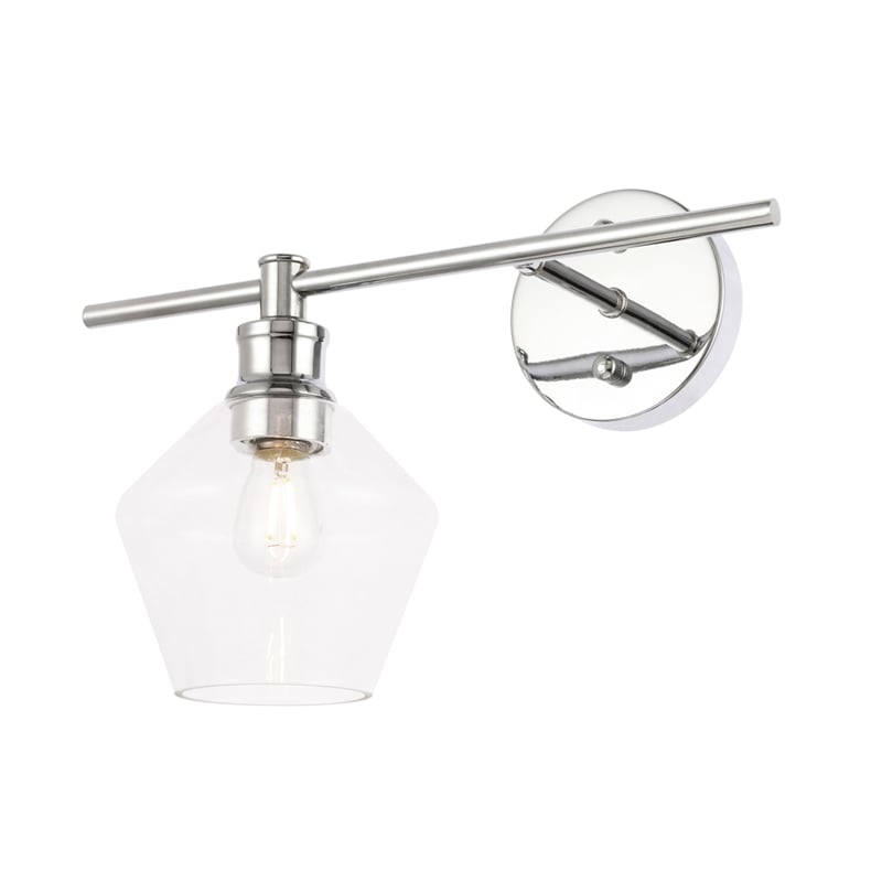 Living District Gene 1 Light Chrome and Clear Glass Left Wall Sconce