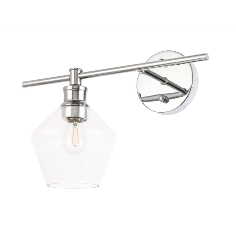 Living District Gene 1 Light Chrome and Clear Glass Left Wall Sconce