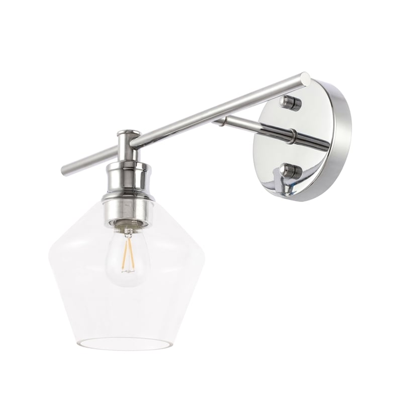 Living District Gene 1 Light Chrome and Clear Glass Left Wall Sconce