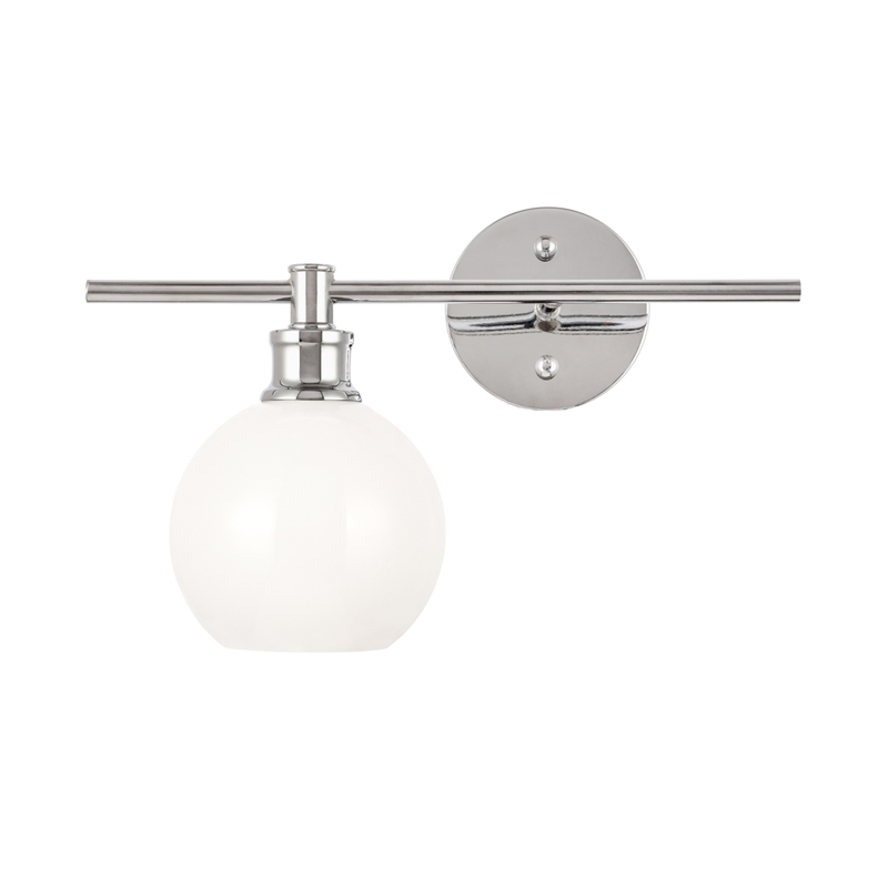 Living District Collier 1 Light Chrome and Frosted White Glass Left Wall Sconce
