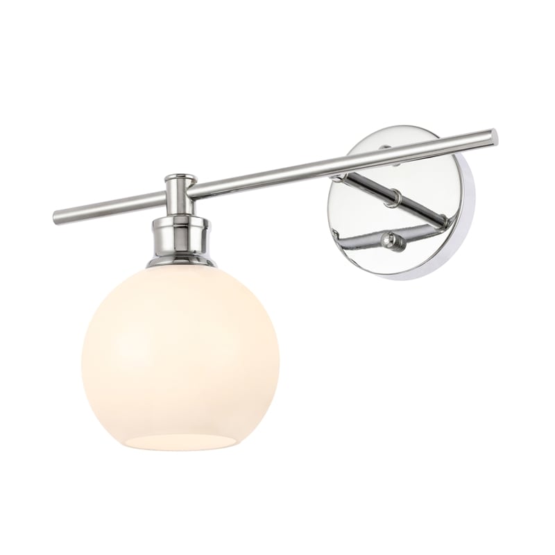 Living District Collier 1 Light Chrome and Frosted White Glass Left Wall Sconce