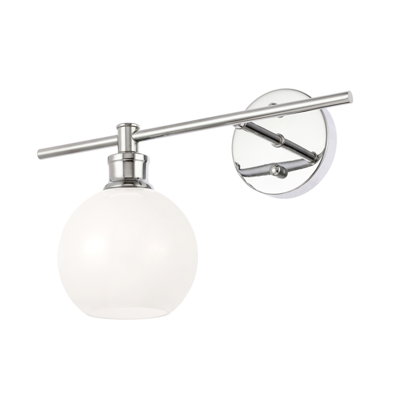 Living District Collier 1 Light Chrome and Frosted White Glass Left Wall Sconce