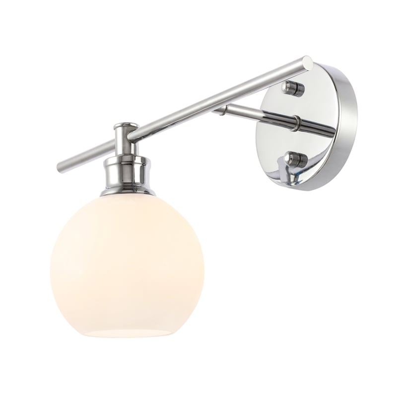 Living District Collier 1 Light Chrome and Frosted White Glass Left Wall Sconce