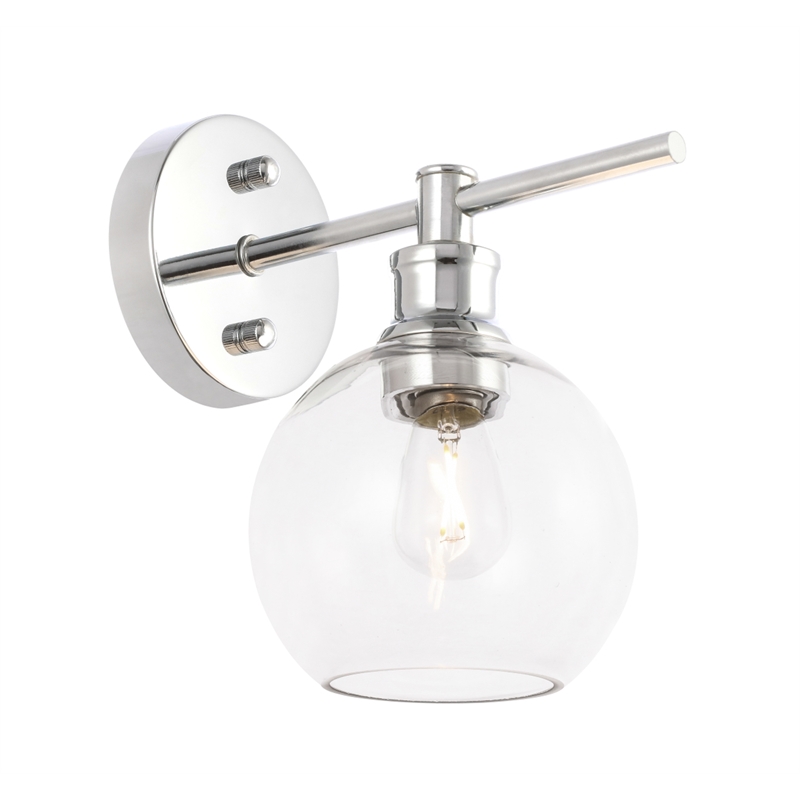 Living District Collier 1 Light Chrome and Clear Glass Wall Sconce