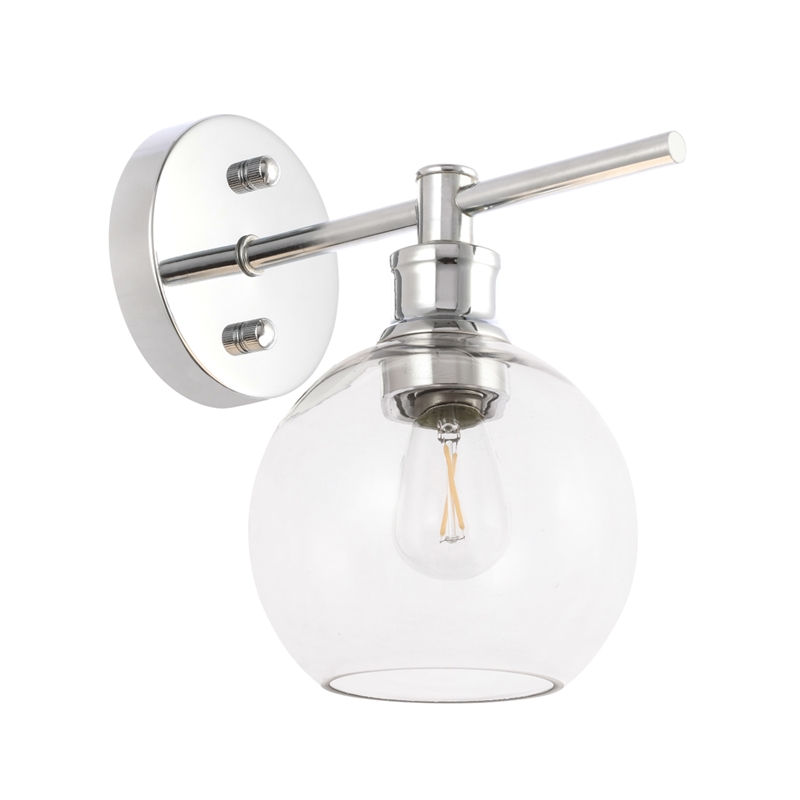 Living District Collier 1 Light Chrome and Clear Glass Wall Sconce