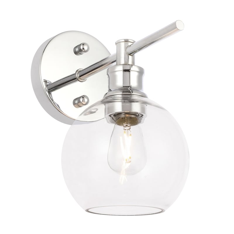 Living District Collier 1 Light Chrome and Clear Glass Wall Sconce