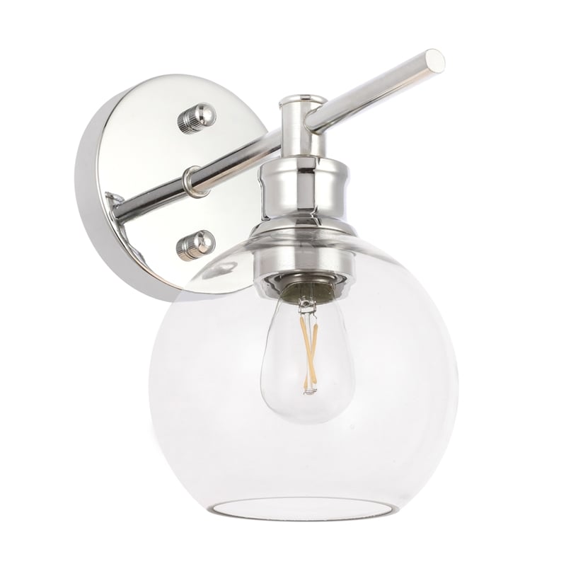 Living District Collier 1 Light Chrome and Clear Glass Wall Sconce