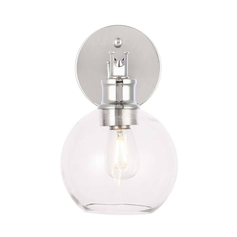 Living District Collier 1 Light Chrome and Clear Glass Wall Sconce