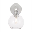 Living District Collier 1 Light Chrome and Clear Glass Wall Sconce