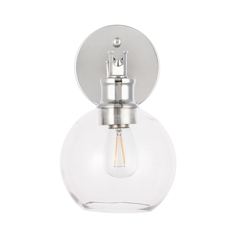 Living District Collier 1 Light Chrome and Clear Glass Wall Sconce