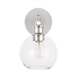 Living District Collier 1 Light Chrome and Clear Glass Wall Sconce
