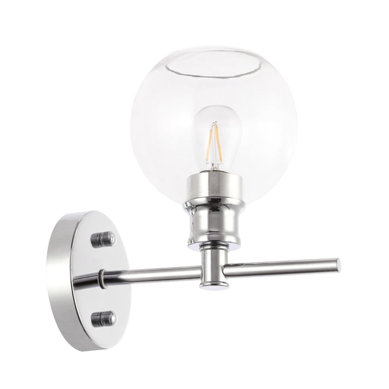 Living District Collier 1 Light Chrome and Clear Glass Wall Sconce