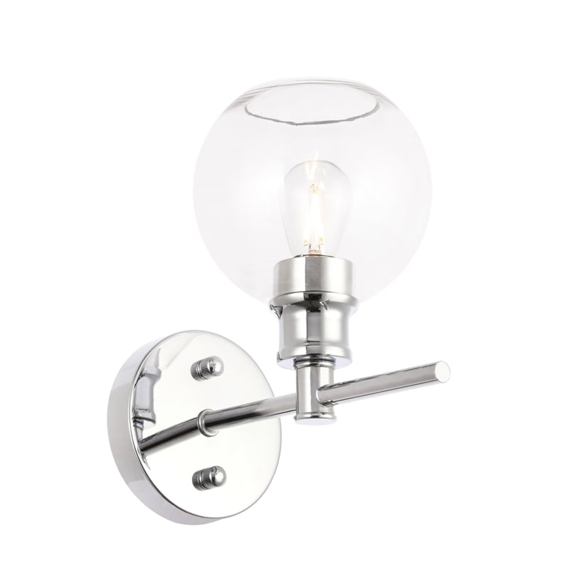 Living District Collier 1 Light Chrome and Clear Glass Wall Sconce