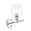 Living District Collier 1 Light Chrome and Clear Glass Wall Sconce