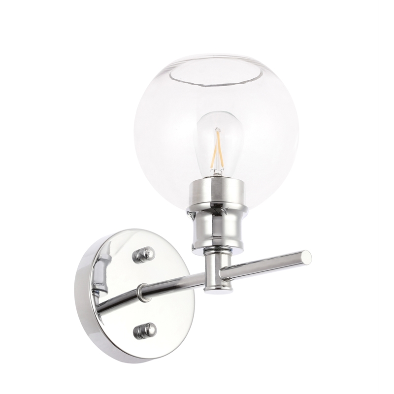 Living District Collier 1 Light Chrome and Clear Glass Wall Sconce