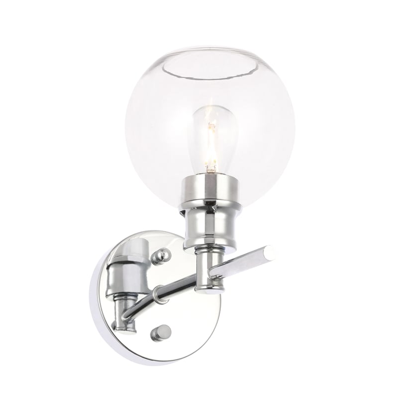 Living District Collier 1 Light Chrome and Clear Glass Wall Sconce
