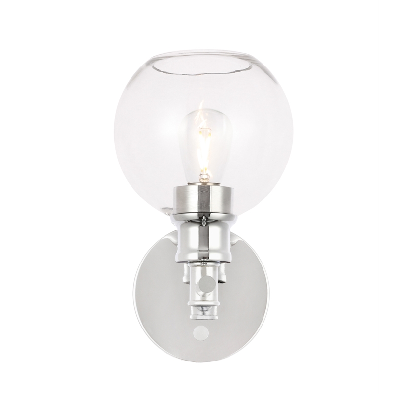 Living District Collier 1 Light Chrome and Clear Glass Wall Sconce