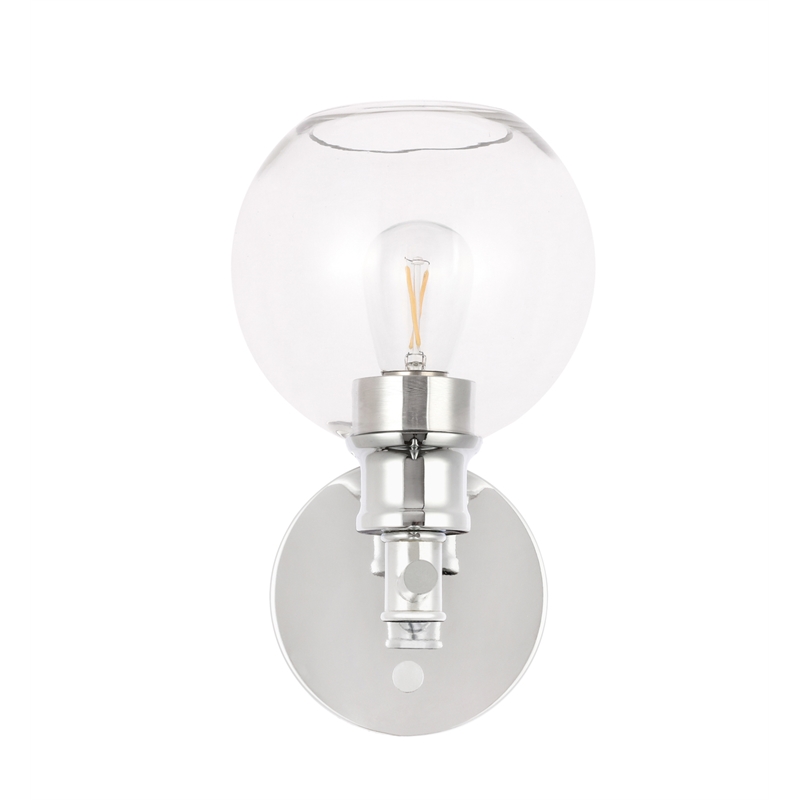 Living District Collier 1 Light Chrome and Clear Glass Wall Sconce