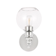 Living District Collier 1 Light Chrome and Clear Glass Wall Sconce