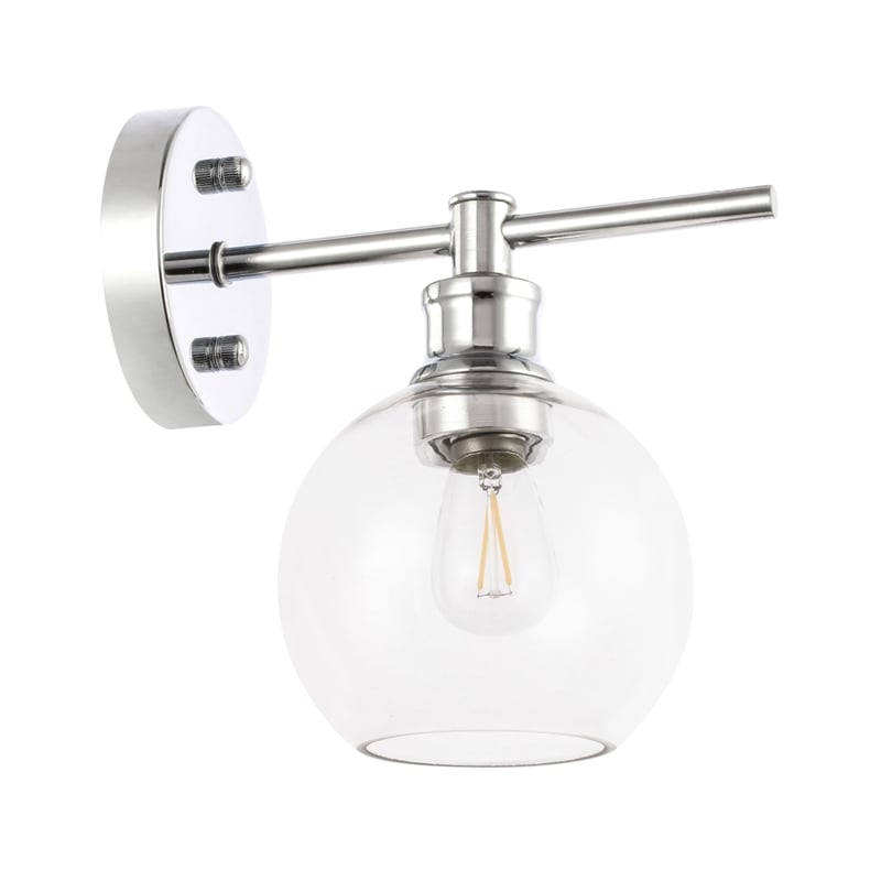 Living District Collier 1 Light Chrome and Clear Glass Wall Sconce