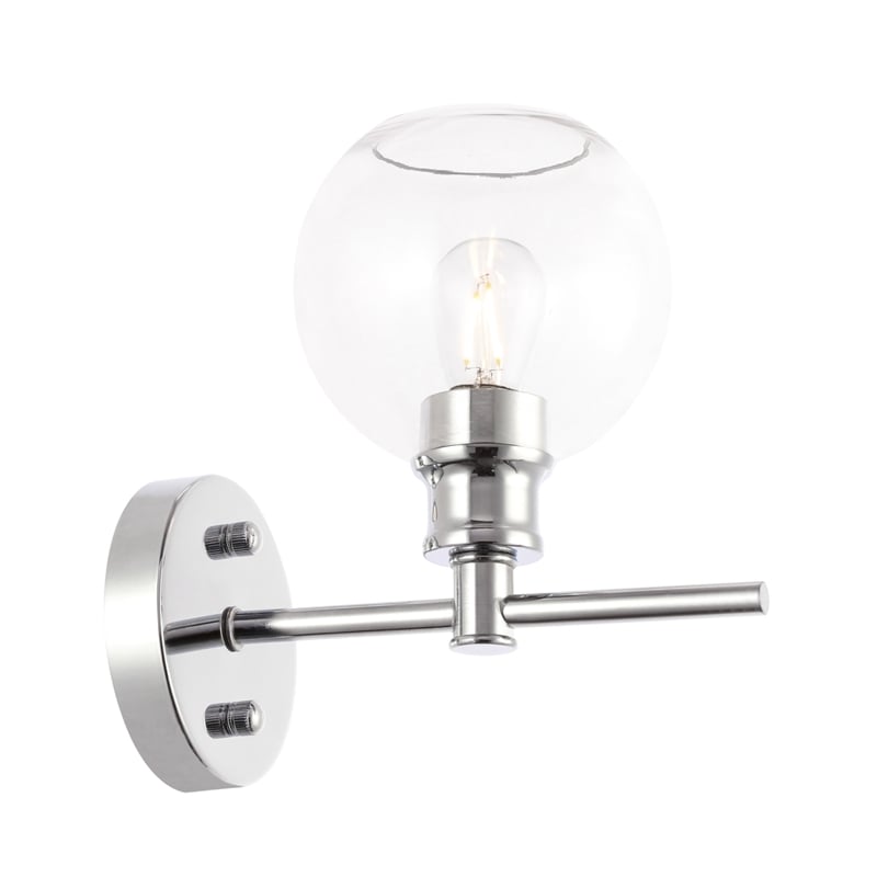 Living District Collier 1 Light Chrome and Clear Glass Wall Sconce