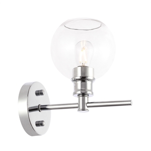 Living District Collier 1 Light Chrome and Clear Glass Wall Sconce