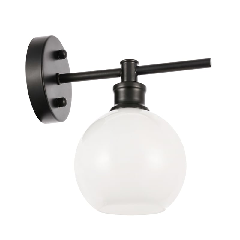 Living District Collier 1 Light Black and Frosted White Glass Wall Sconce