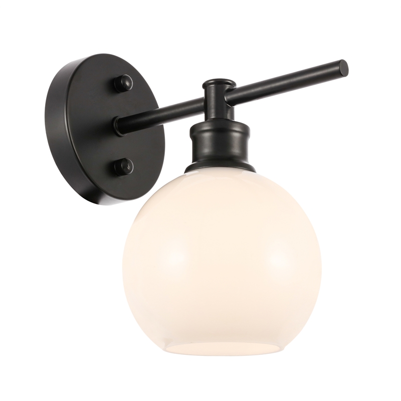 Living District Collier 1 Light Black and Frosted White Glass Wall Sconce