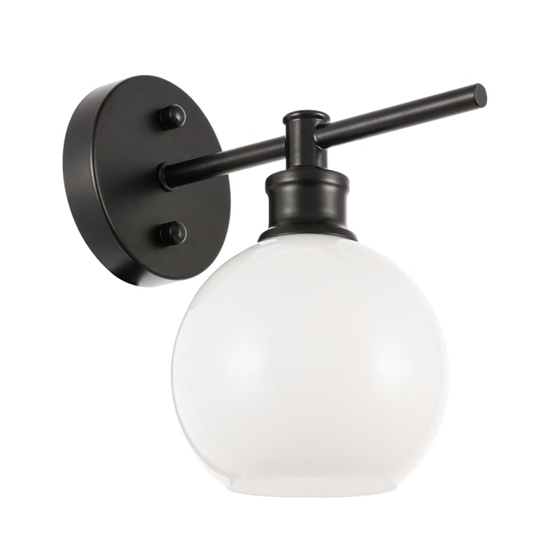 Living District Collier 1 Light Black and Frosted White Glass Wall Sconce