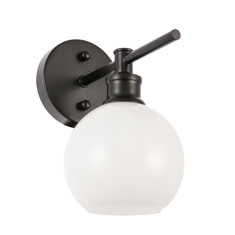 Living District Collier 1 Light Black and Frosted White Glass Wall Sconce