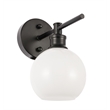 Living District Collier 1 Light Black and Frosted White Glass Wall Sconce