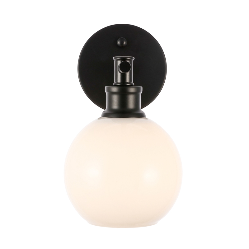 Living District Collier 1 Light Black and Frosted White Glass Wall Sconce