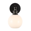 Living District Collier 1 Light Black and Frosted White Glass Wall Sconce