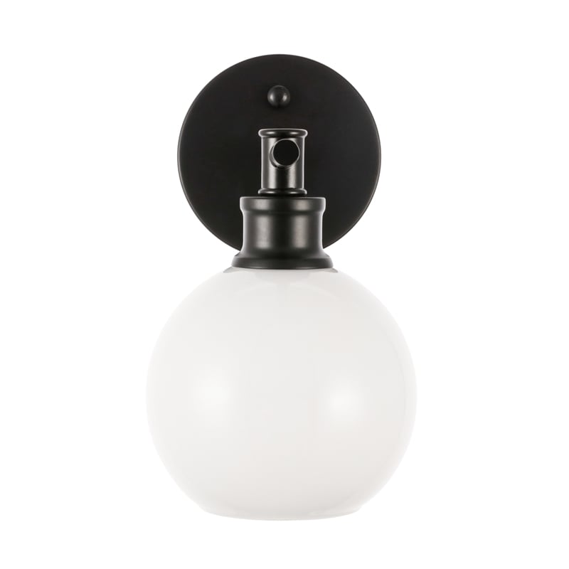 Living District Collier 1 Light Black and Frosted White Glass Wall Sconce