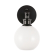 Living District Collier 1 Light Black and Frosted White Glass Wall Sconce